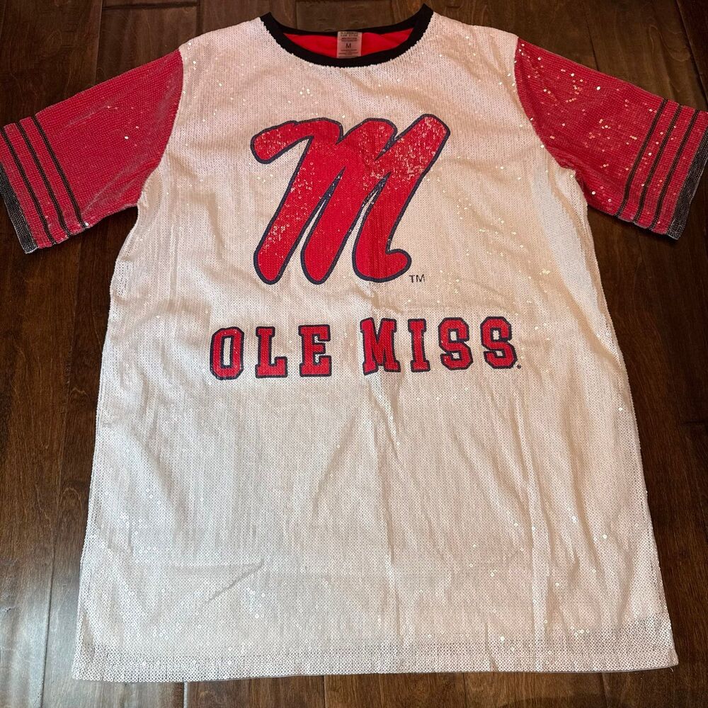 Game Day Couture Ole Miss Sequin T-Shirt Dress size Medium Sporty Chic